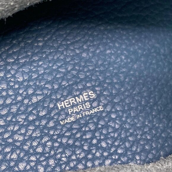 Auth HERMES Picotin Lock PM - Blue Jean Taurillon Clemence Square R Handbag - Picture 13 of 16